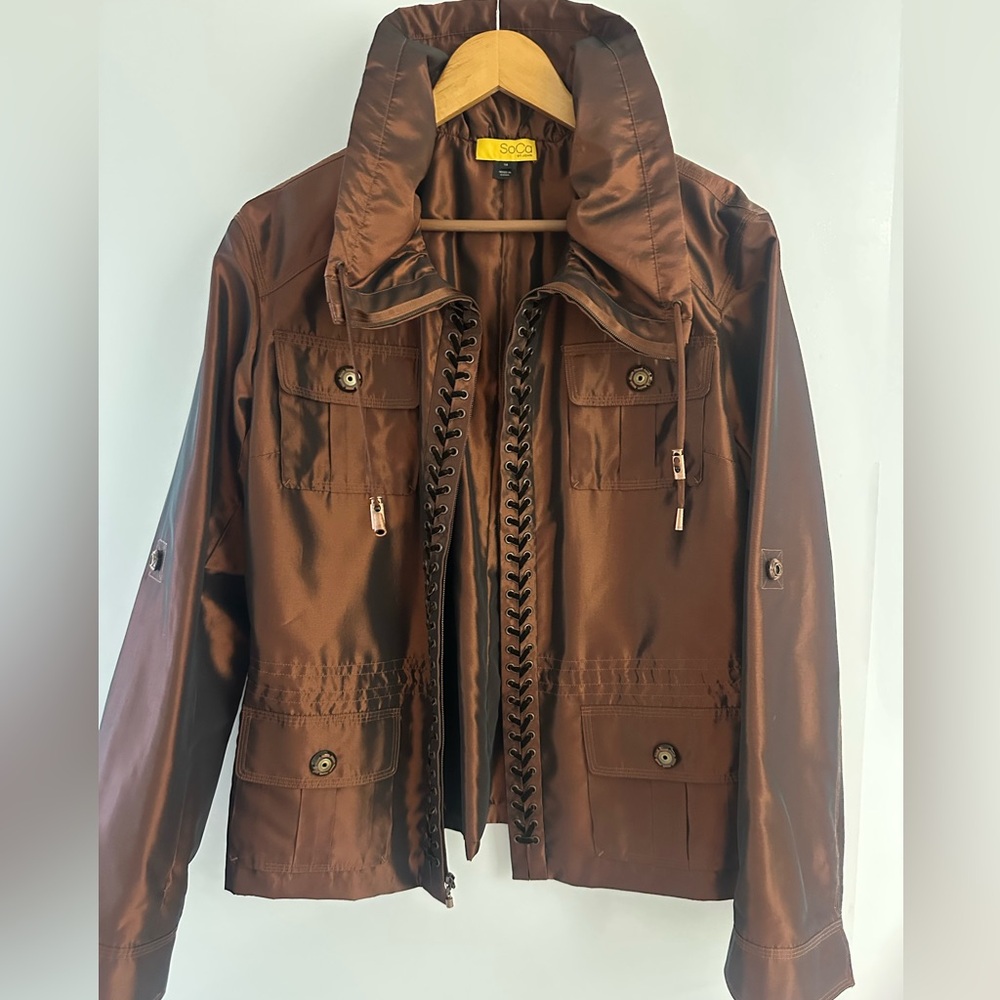 SoCa St.Johns Metallic Brown Jacket with Button Details